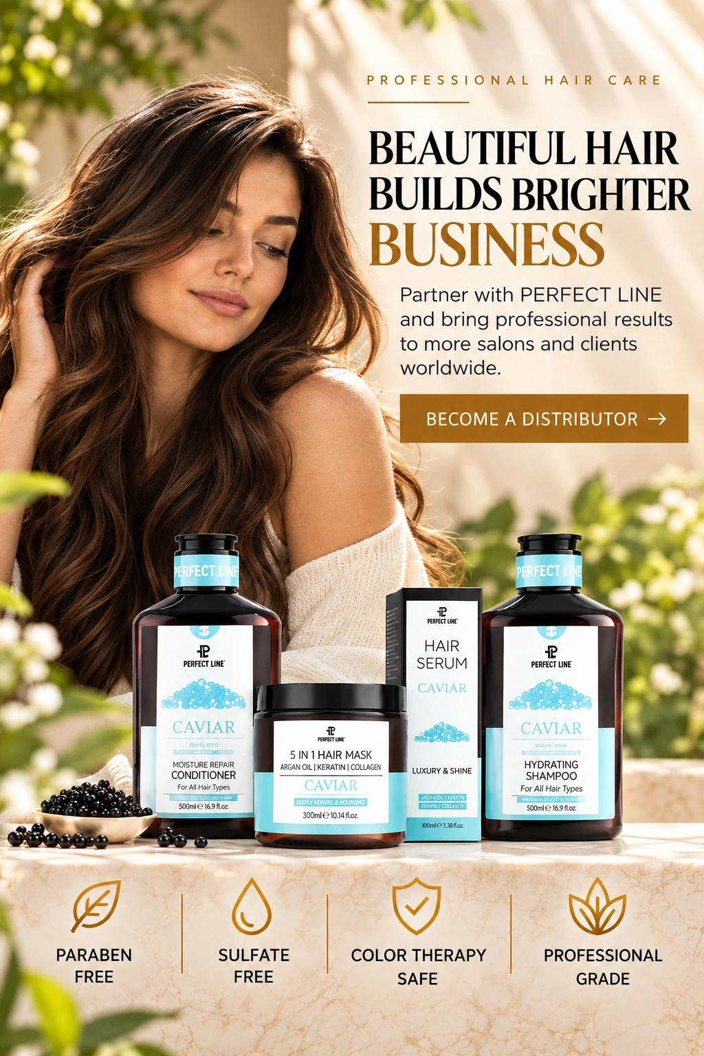 Perfect Line Caviar professional hair care — Beautiful hair builds brighter business